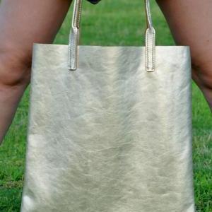 Leather Tote Bag Shoulder Bag-color Light-gold