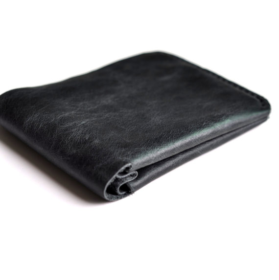 Dark Gray Leather Men's Wallet Slim Minimalist