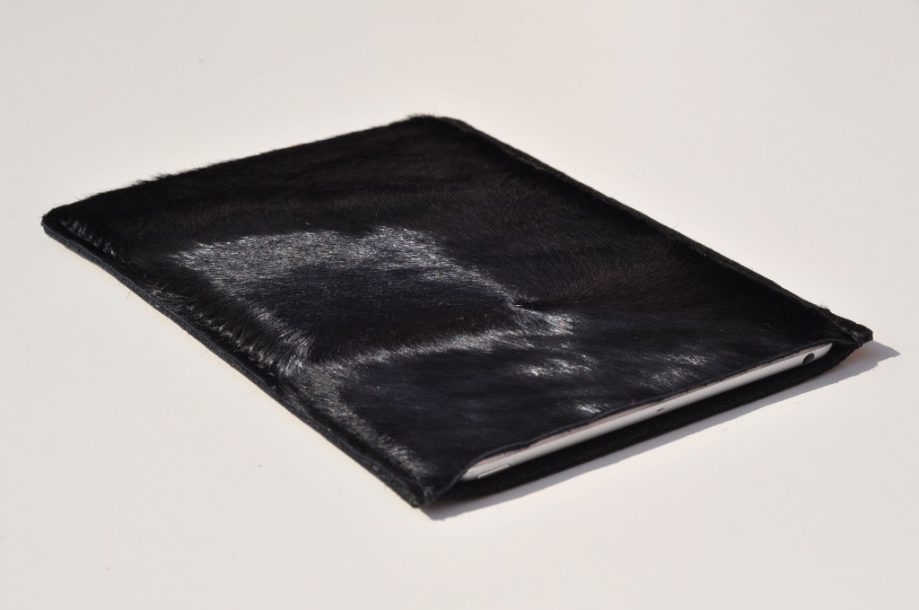 Leather Ipad Mini Case/holster /cover/ In Black Colour(horsehide With Hair)